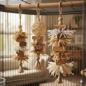 Natural dye-free paper shredding toys for birds ensuring a safe environment for aggressive chewers.