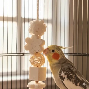 Soft sola pith and loofah bird chew toys ideal for senior birds and soft-beak species like cockatiels.