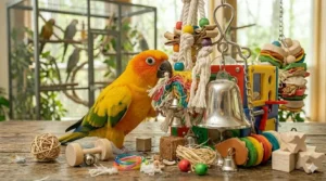 Soft cotton rope preening toy for medium birds to discourage feather plucking and provide comfort.
