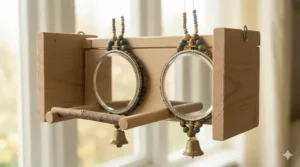 A wide-format bird mirror toy suitable for multiple finches or budgies in a large cage.