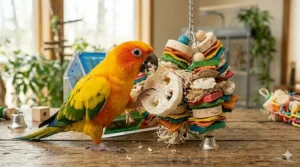 Sustainable natural sola and yucca bird toy safe for medium birds to chew and destroy.