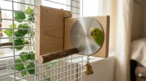 Durable stainless steel bird mirror toy for large parrots to prevent breaking.