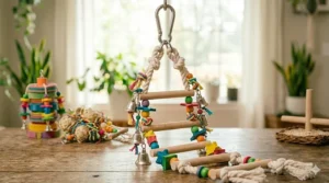 A flexible cotton rope ladder toy by Bonka bird toys for climbing and physical development.