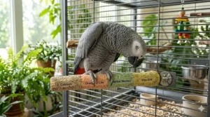 A variety of colorful, flavored calcium bird grooming perches arranged in a row.