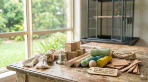 Close-up of non-toxic, pet-safe materials used in Super Bird Creations toys.