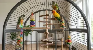 Spacious dome top bird cage highlighting extra vertical interior headroom for active climbing birds