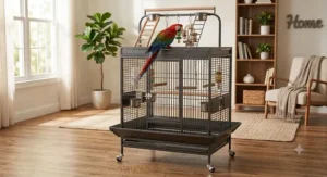 Sturdy wrought iron large play top bird cage designed for medium to large birds