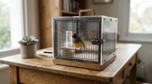 Using a travel cage as a bird carrier for large parrot vet transport and smaller pet exams