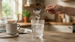 Mixing avian probiotic powder into warm water before loading the syringe feeder for a sick bird