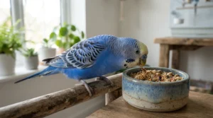 Monitoring digestive health signs in budgies while feeding them quality bird grit for digestion.